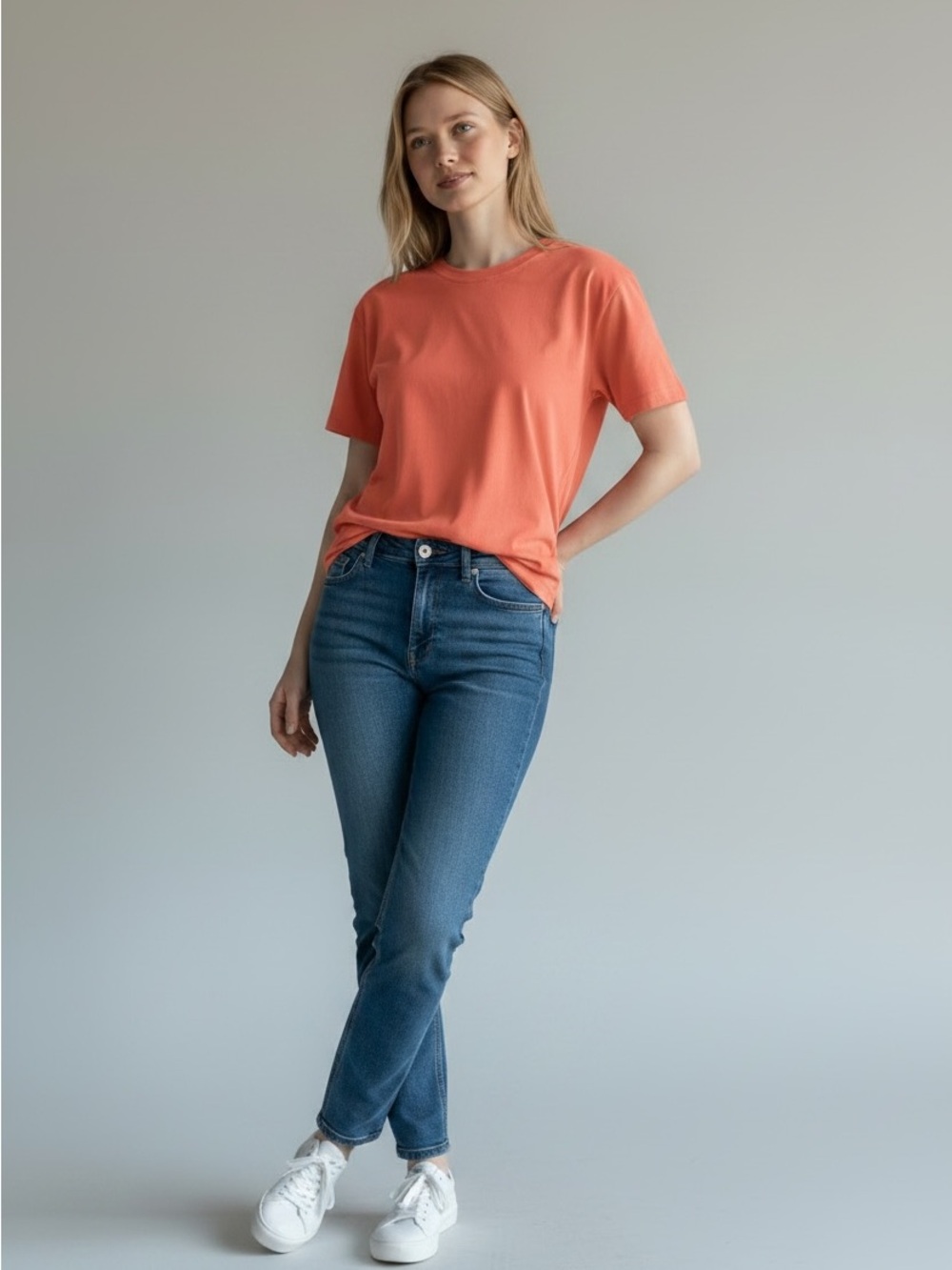 Croft and Barrow 100% cotton T-shirt Coral/Salmon color size Small Soft.